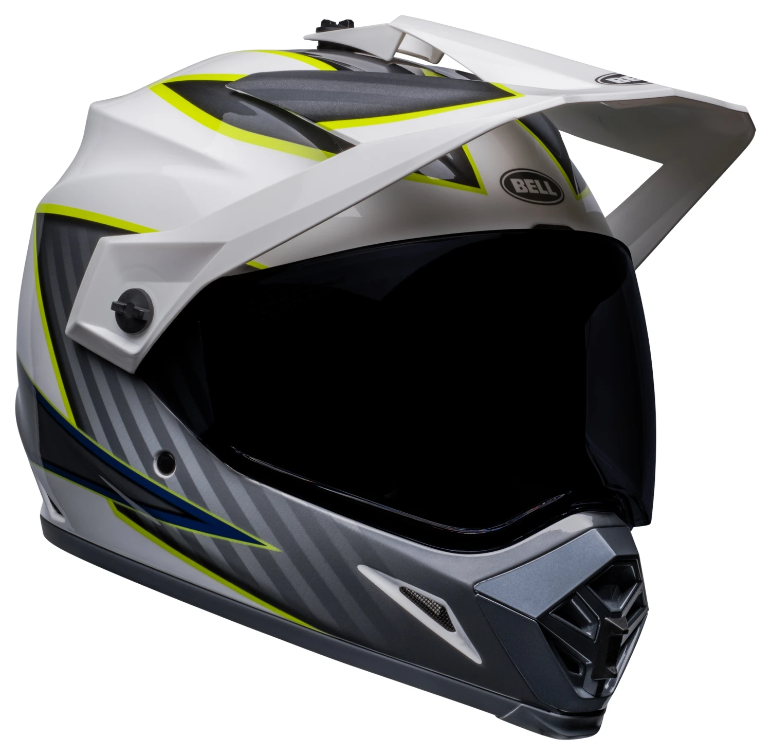 Bell Helmets Bell MX-9 Adventure Mips Dalton Helmet -Revzilla Motorcycle Shop bell mx9 adventure mips dalton helmet white grey hi viz yellow 2