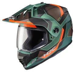 HJC DS-X1 Synergy Helmet -Revzilla Motorcycle Shop hjcdsx1 synergy helmet green orange brown