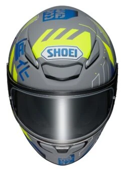 Shoei RF-1400 Accolade Helmet -Revzilla Motorcycle Shop shoei rf1400 accolade helmet grey blue yellow 2